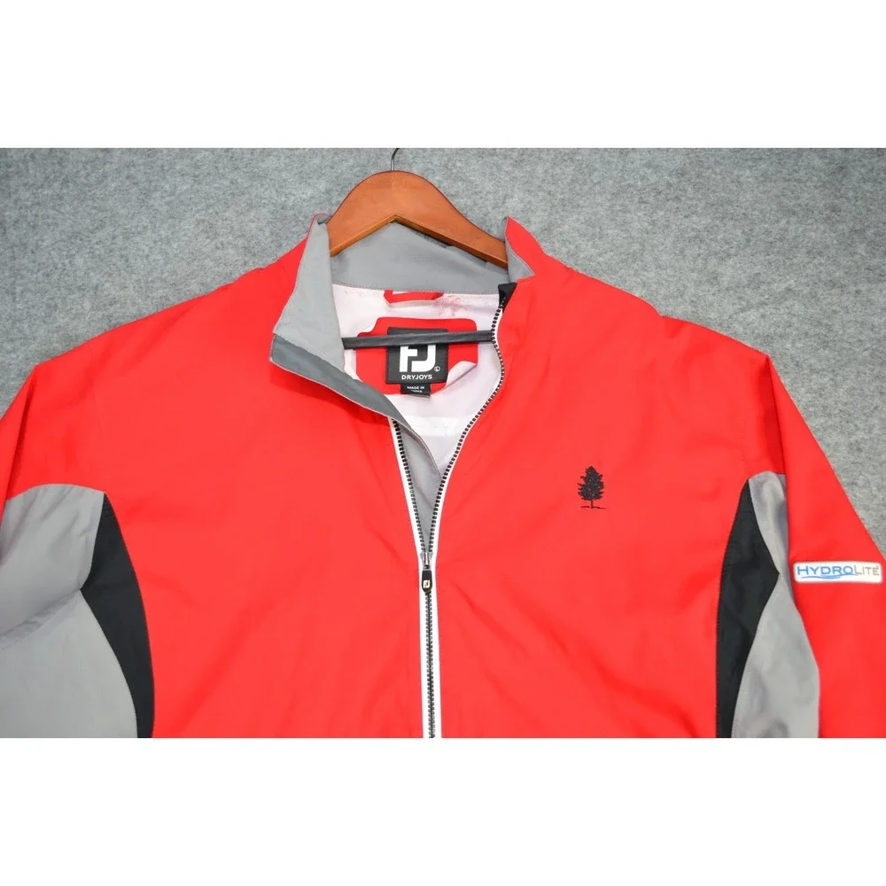 FootJoy Hydro Lite‎ Jacket Golf Coats Mens Large Red Gray Full Zip Long Sleeve